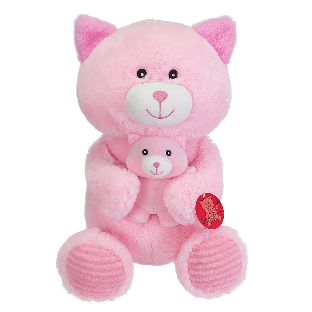 Kid Connection soft animal mama with baby 14''H Cat