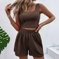 thumbnail image 7 of Baqcunre Lounge Sets for Women,Summer Shorts Sets 2 Piece Sleeveless Matching Crop Top and High Waisted Shorts,Outfits for Women Womens Pajamas Pajama Set Womens Clothes Khaki M, 7 of 7