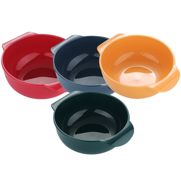 STOBOK 4pcs Ramen Noodle Bowl with Handle Plastic Holding Noodle Blue Friends Giving