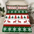 thumbnail image 2 of Manfei Merry Christmas Twin Sheet Sets for Teens, Green Xmas Tree Snowflake Twin Fitted Sheet, Rustic Deer Flat Sheet, Breathable Home Decor, 3pcs, 2 of 7