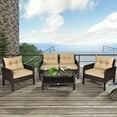 thumbnail image 3 of Costway 4PCS Patio Rattan Furniture Set Loveseat Sofa Coffee Table Garden W/ Cushion, 3 of 9