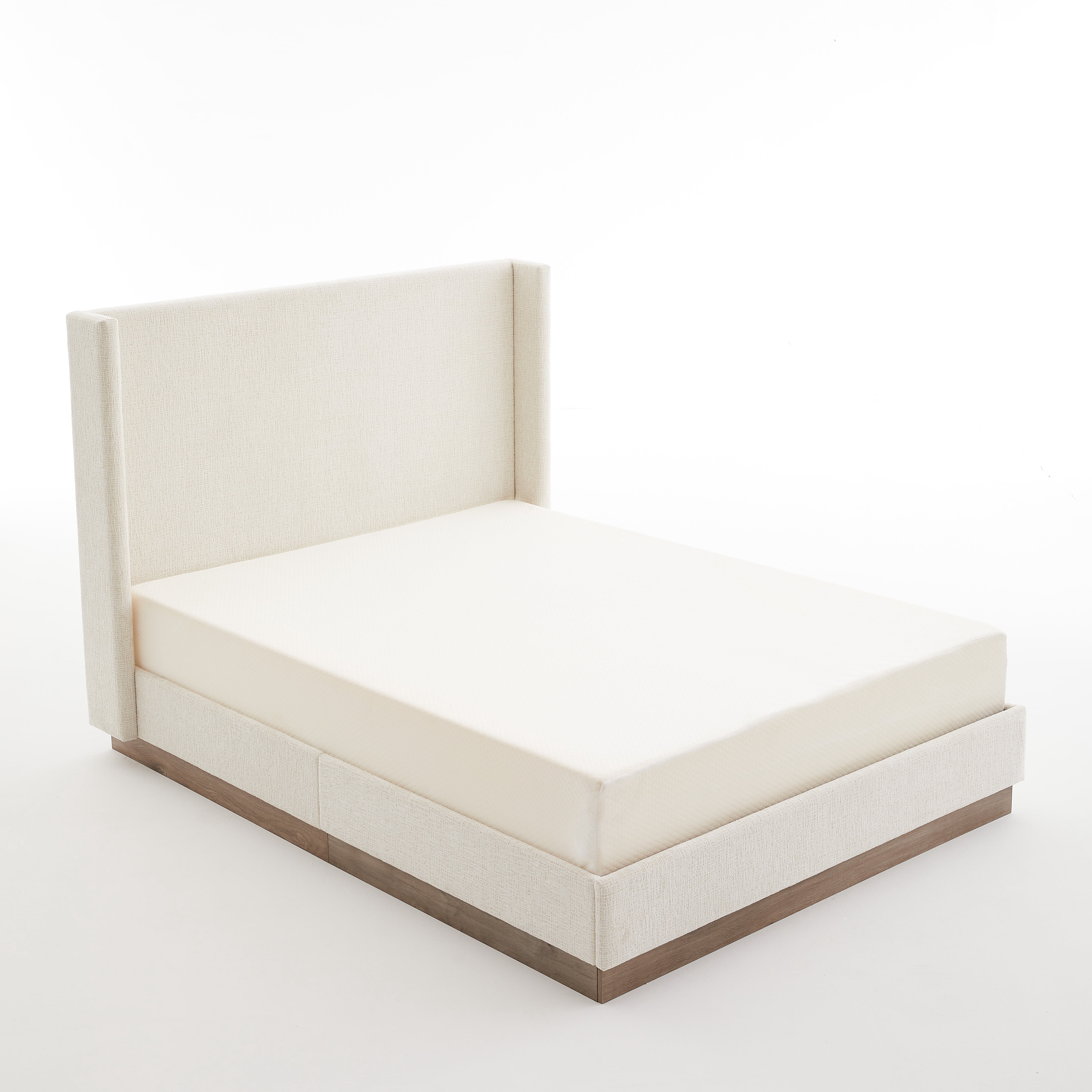 Miniyam Full Size Upholstered Platform Bed Frame with Wingback Headboard for Adult
