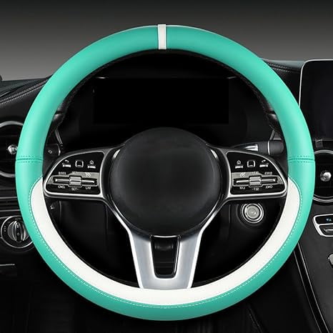 Four Season Universal Microfiber Leather Steering Wheel Cover,Washable Soft, Breathable and Comfortable to Touch, Protect Your Steering Wheel (Bright Blue)