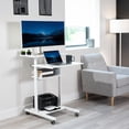 thumbnail image 2 of VIVO White Mobile Height Adjustable Stand Up Desk Workstation Presentation Cart, 2 of 8