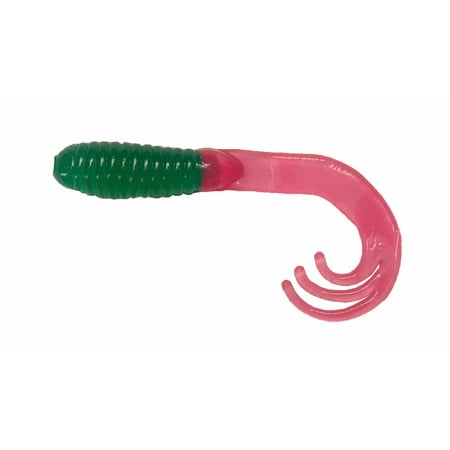 Big Bite Baits 2 inch Triple Tip Grub 10 pack (Green Hot Pink Tail)