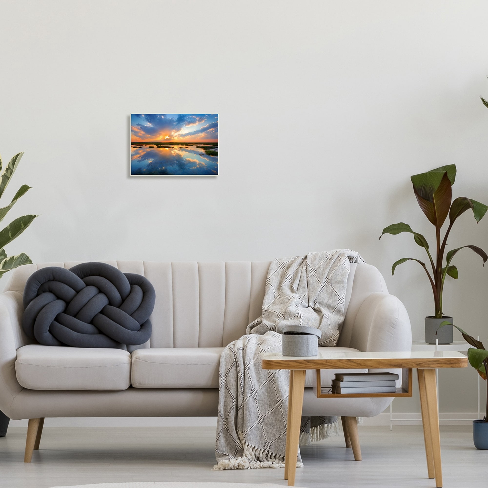 Stupell Industries Coastal Lagoon Pond Sublime Orange Blue Sunset Skies,15 x 10, Design by Patrick Zephyr