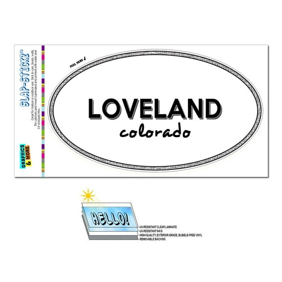 Loveland, CO - Colorado - Black and White - City State - Oval Laminated Sticker