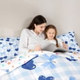 thumbnail image 4 of Erosebridal Cute Cherry Bow Full Size Comforter Sets for Girls, Blue Plaid Bedding Sets, Colorful Stars Reversible, 1 Comforter and 2 Pillowcases, 4 of 6