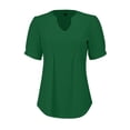 thumbnail image 5 of T Shirts For Women Womens Tops V Neck Tops Puff Short Sleeve T Shirt Pleated Floral Printed Tunic Blouse Shirts, 5 of 7
