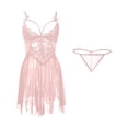thumbnail image 2 of Gibobby camisones de talla grande sexy encaje ropa interior uniformes ropa interior camisón vestido (Rosa, L), 2 of 5