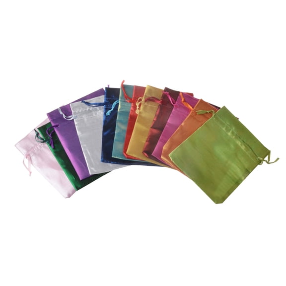 OUNONA 20-Pack Satin Drawstring Pouches for Wedding Favors, Bridal Shower , Candy, Jewelry Storage Bags, Assorted Colors, 10x12cm