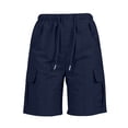 thumbnail image 7 of Costeam Womens Cargo Shorts Drawstring Elastic Waist Button Detail with Multi Pockets Loose Fit Knee Length Straight Leg Lightweight Durable Comfortable Utility Short Trousers, 7 of 7