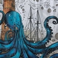 thumbnail image 5 of Orinice Octopus Nautical Shower Curtain Blue Kraken Sailboat Lighthouse Compass Sea Animal Nautical Cool Marine Life Polyester Bathroom Decor Curtain with Hooks,Blue Gray White 36x72, 5 of 7