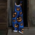 thumbnail image 2 of JULMCOMO Cotton Linen Jumpsuits for Women Halloween Haunted Castle Pumpkin Bat Print Spaghetti Strap Jumpsuits Plus Size Costume Holiday Overalls Dark Blue M, 2 of 5