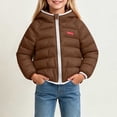 thumbnail image 5 of YUANxueke Boys Girls Puffer Jacket Zip up Hooded Winter Coat Winter Warm Outerwear,Coffee,1-2 Years, 5 of 7