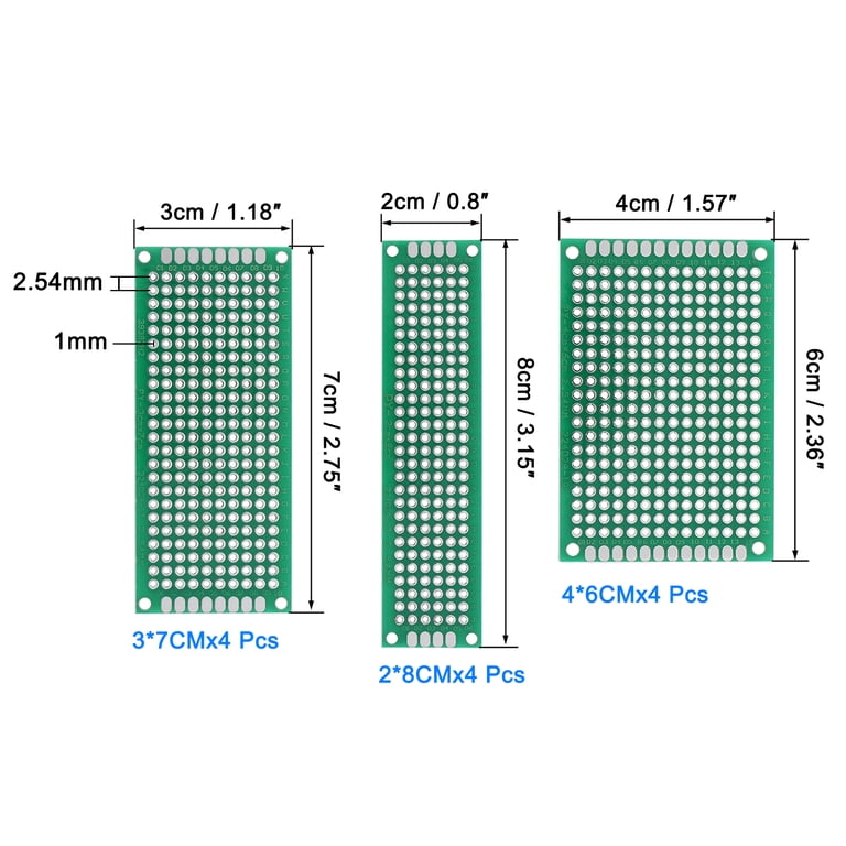 Uxcell 10x10cm Single Sided Universal PCB Board – FR4 Glass Fiber, 1.6mm Thick, 2.54mm Hole Pitch, 2-Pack For DIY Soldering