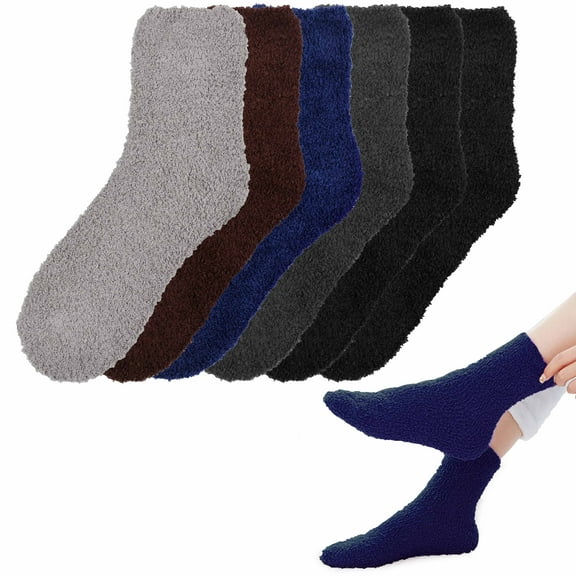 3Pair Unisex Fuzzy Socks Warm Winter Fluffy Cozy Slipper Fleece Socks Gift 10-13