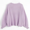 thumbnail image 3 of ZAFUL Women Casual Loose Badge Patched Oversized Pullover Sweater Wisteria Purple One Size, 3 of 5
