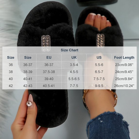 Fuzzy Slippers Ofreoo Women's Fashion Casual Winter Solid Color Home Indoor Cotton Slippers