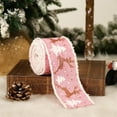 thumbnail image 2 of 11.6 ”Linen Printed Elk Christmas Tree Ribbon - Linen Fabric Craft Ribbon Natural Packaging Ribbon Gift Box Packaging Ribbon, 2 of 6