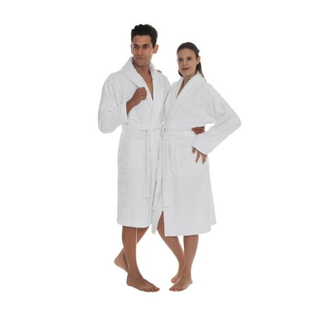 Ozan Premium Home Mirage Bathrobes Collection 100% Turkish Cotton Unisex Terry Cloth Bathrobe White LXL