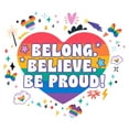 thumbnail image 2 of Junior's Mickey & Friends LGBTQIA+ Pride Belong Believe Be Proud Graphic Tee White Large, 2 of 3