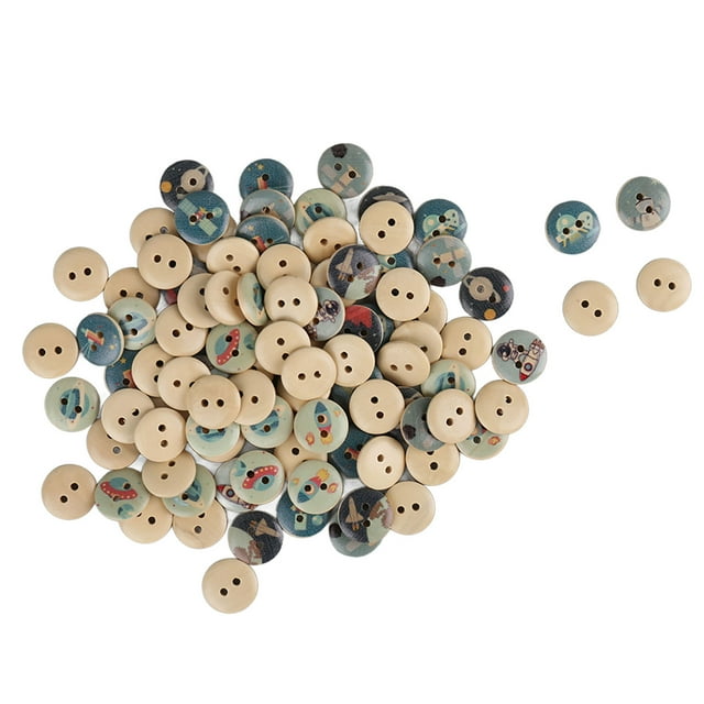 Mixed Wooden Buttons 100pcs, Synthetic Wood, Sewing Craft, DIY Gift, Skin Friendly