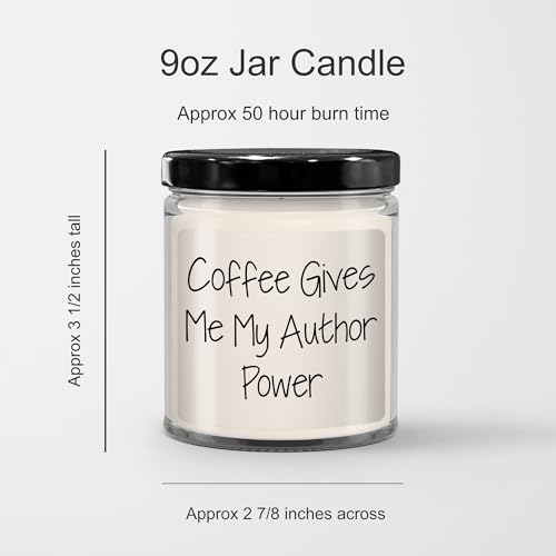 Author Power in a Jar, 9oz Vanilla Soy Candle, Funny Quotes for Christmas Unique Gifts for Men, Women, Friends and Family
