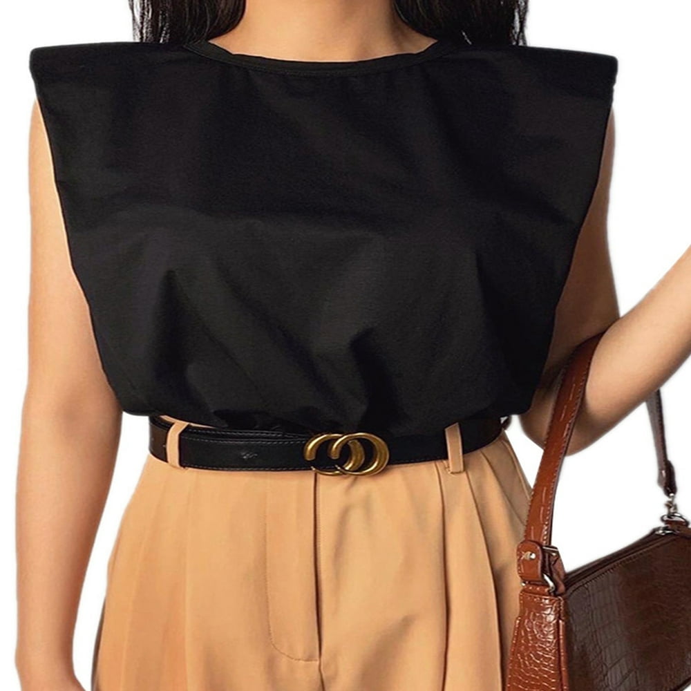 Femmes Épaule Sans Manches T-Shirt En Vrac Slim Débardeur Gilet Cou Cami