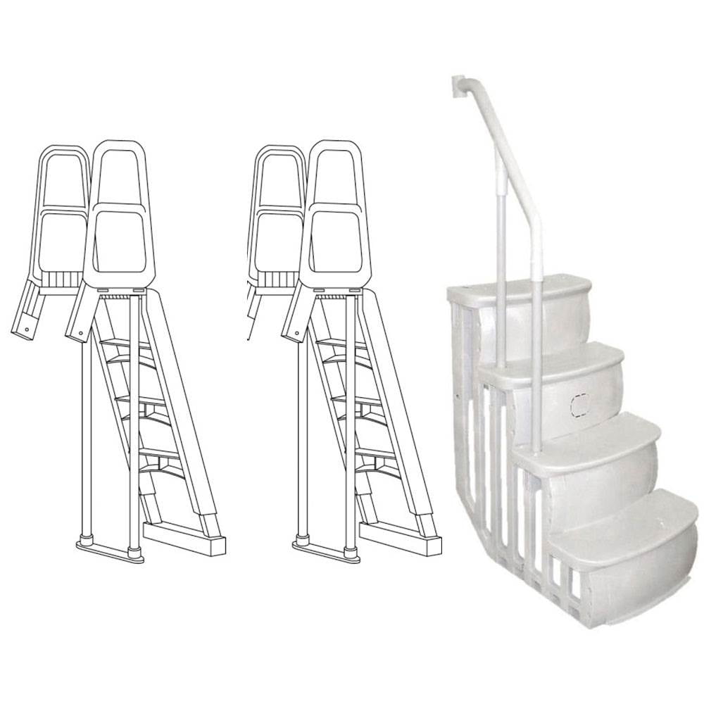 smart step and ladder system above ground swimming pool
