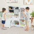 thumbnail image 4 of Gymax Kid's Corner Kitchen Playset Wooden Chef Play w/ Stove Utensils & Refrigerator, 4 of 9