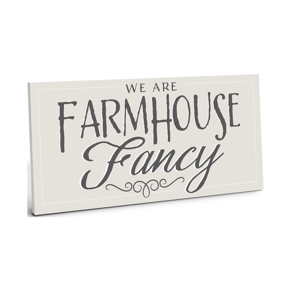 Farmhouse Fancy Soft Putty Slate Scroll 10 x 5 Wood Wall Sign Plaque
