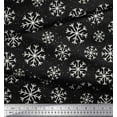 thumbnail image 2 of Soimoi Black Viscose Chiffon Fabric Snow Flakes Floral Print Sewing Fabric Yard 42 Inch Wide, 2 of 3