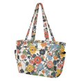 thumbnail image 2 of FORMRS Tote Bag for Women Quilted Large Capacity Travel Work Carry On Shoulder Handbag, Black Flowers Pattern, 2 of 7