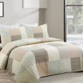 thumbnail image 4 of Comforter Set Queen Size  3-Piece Coverlet Set for Night Sleep  Bedding Quilt with Green Yellow Blue Plaid Striped Real Patchwork, 4 of 4