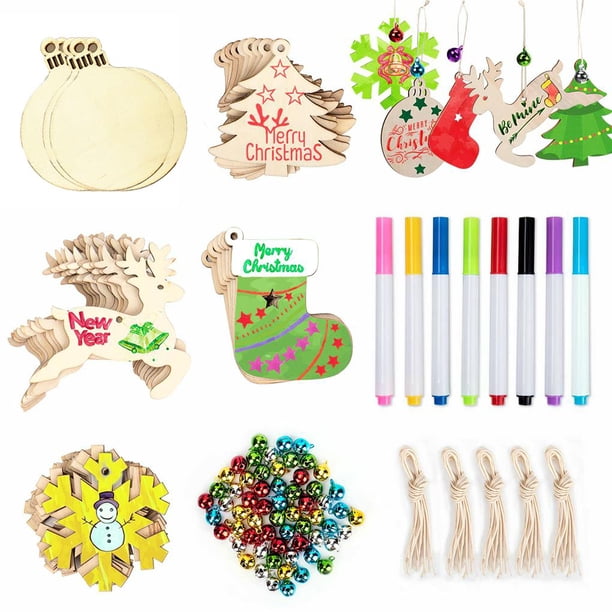 De Rodajas De Madera Colgantes Para Pintar, Decoraciones Navideñas De Madera Sin Terminar De Múltiples Formas, Discos De Navidad En Blanco, Artesanía Diy Para Decoración De Festivales 50 Piezas matsuzay HA013805-00