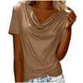 thumbnail image 2 of Otvok Women'S T-Shirt Solid Color Fashionable Pile Collar Breathable Summer Short Sleeve Casual Tops, 2 of 6