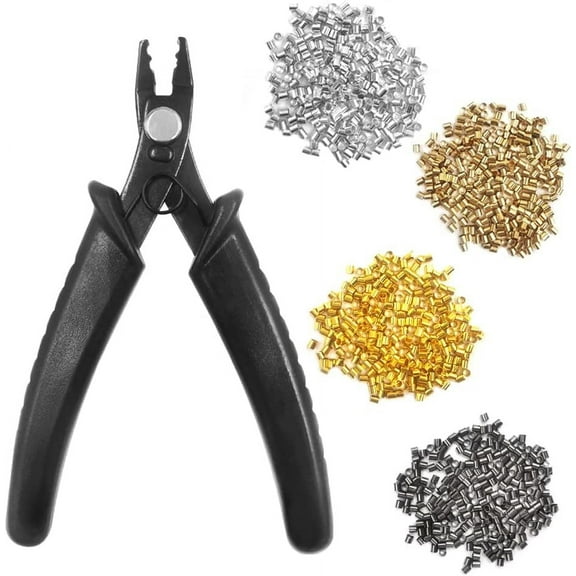 Bead Crimping Pliers and Tube Crimp Beads, lyfLux 1000 Pieces Jewelry Crimp Beads with Jewelry Bead Crimping Pliers for Jewelry Beading Making Supplies