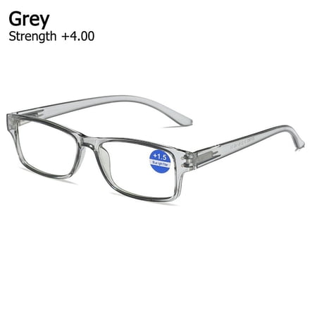 Men Transparent Far Sight Eyewear Ultralight Reading Glasses Presbyopia Eyeglasses Anti-UV Blue Rays Glasses Computer Goggles GREY STRENGTH +4.00