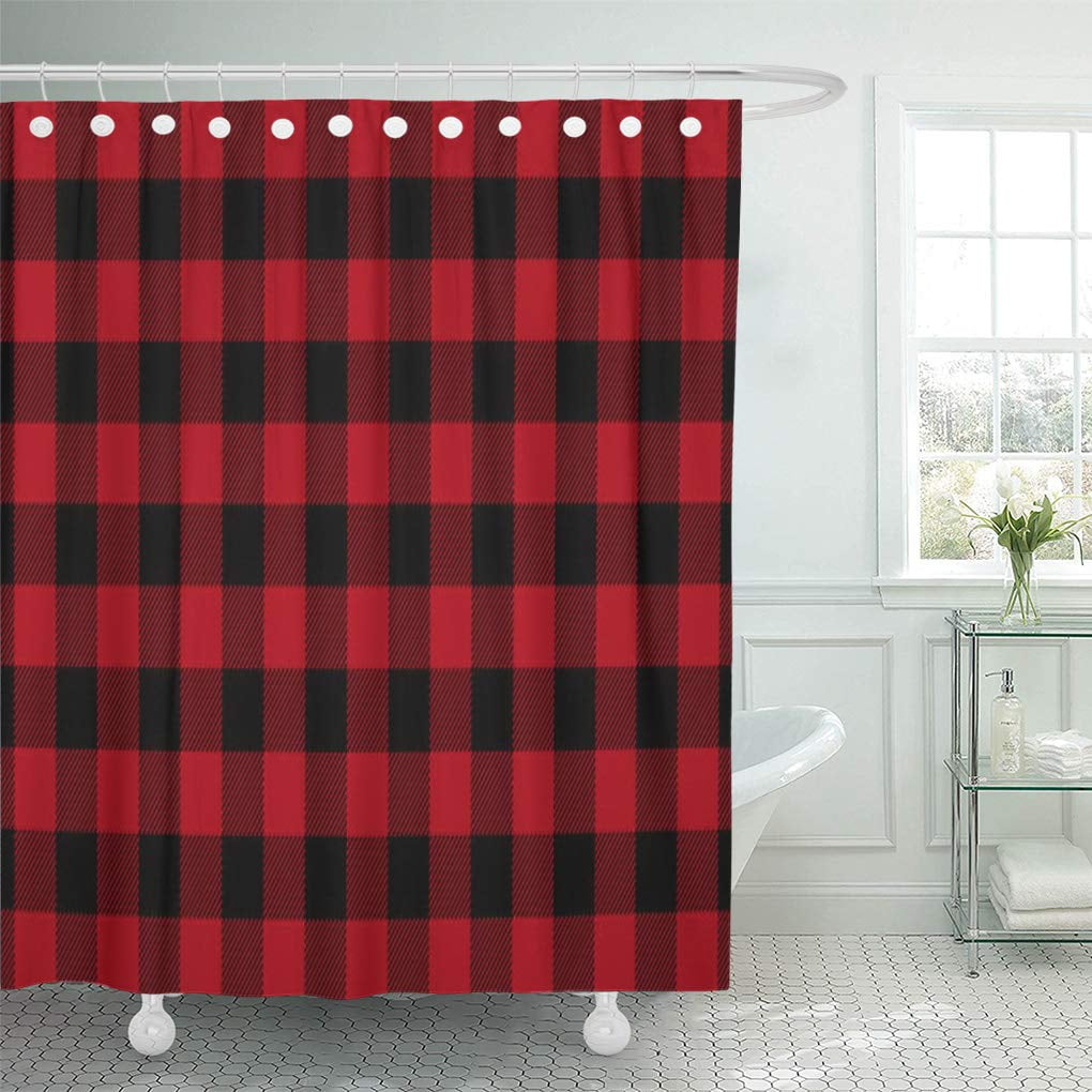 Gingham Shower Curtain 66x72 Inch, Black Gingham Shower Curtain