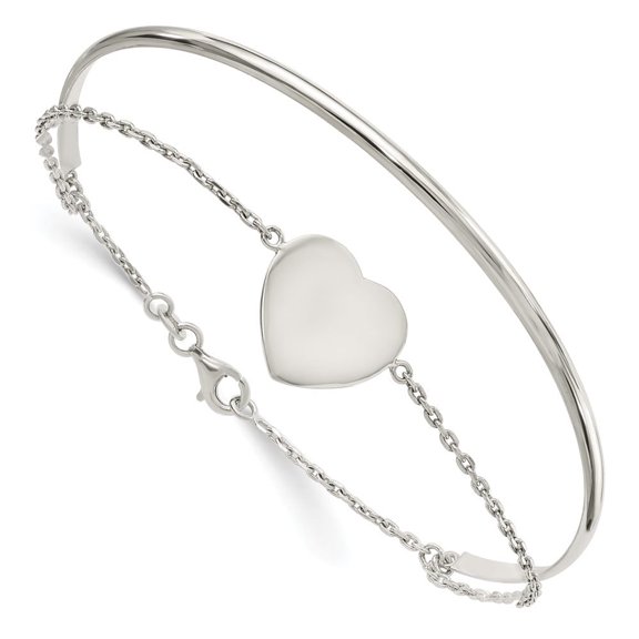 Auriga Fine Jewelry 925 Sterling Silver Heart Bracelet and Bangle for Women