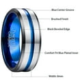 thumbnail image 5 of 8mm Tungsten Ring for Unisex Blue Center Groove Wedding Bands Size 6 to 14, 5 of 6