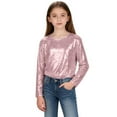 thumbnail image 4 of FAWUUDO Girls Short Sleeve Sequin Shirts Party Glitter Sparkly Tops Blouse, 4 of 8