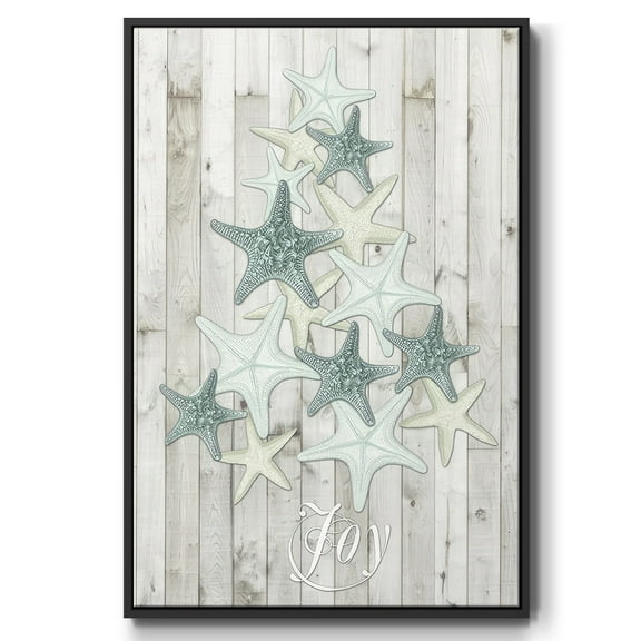 Coastal Christmas III - Framed Gallery Wrapped Holiday Canvas - 17 x 25 - Black Frame