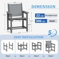 thumbnail image 5 of SERWALL Outdoor Dining Set, 5-Piece HDPE Dining Table with Umbrella Hole & 4 Textilene Chairs, Grey, 5 of 8
