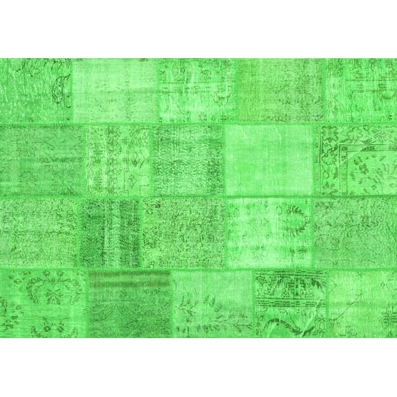 Ahgly Company Indoor Rectangle Patchwork Green Transitional Area Rugs, 4' x 6'
