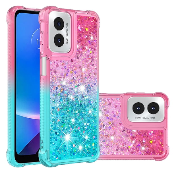 Funda para Motorola MOTO G Play 4G 2024 Transparente con Brillos Carcasa Protectora Antigolpes con Glitter Brillante