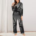 thumbnail image 2 of Honeii Black Spiders print Women's Pajama Sets Long Sleeve Button Down Sleepwear Nightwear Soft Pjs Lounge Sets-Large, 2 of 7
