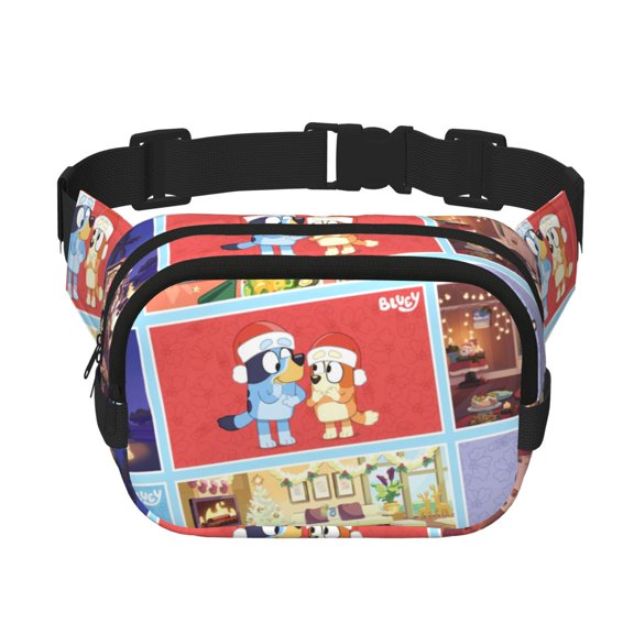 Saiise Bluey Print Fanny Pack Crossbody Bag for Women and Men, Belt Bag for Hiking Bum Bag with Adjustable Strap, Waist pack for Running Workout Sports Travel