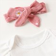 thumbnail image 4 of HCNTES Baby Girl Winter Clothes Newborn Baby Girl Clothes Long Sleeve Romper + Elastic Waist Little Daisy Print Pants + Headband 3Pcs Set Fall Outfits, 4 of 5